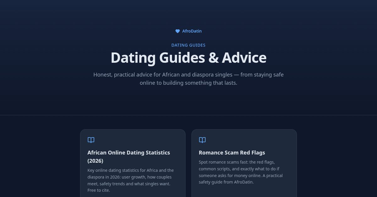 AfroDatin dating guides page with relationship and online dating advice